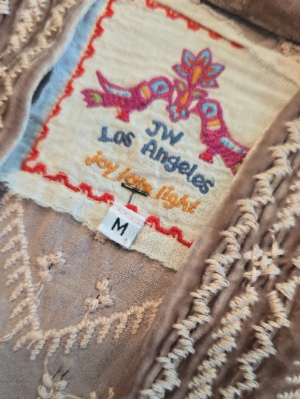 Gorgeous Johnny Was Taupe Velvet Embroidered Kimono - Picture 2 of 9